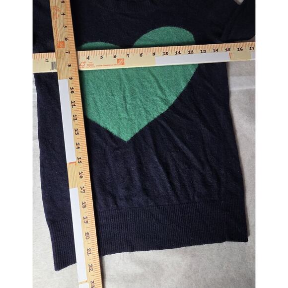 J.Crew Woman XS Pullover Heart Sweater Long Sleeve Wool Cashmere Blend Navy Blue - Picture 5 of 7